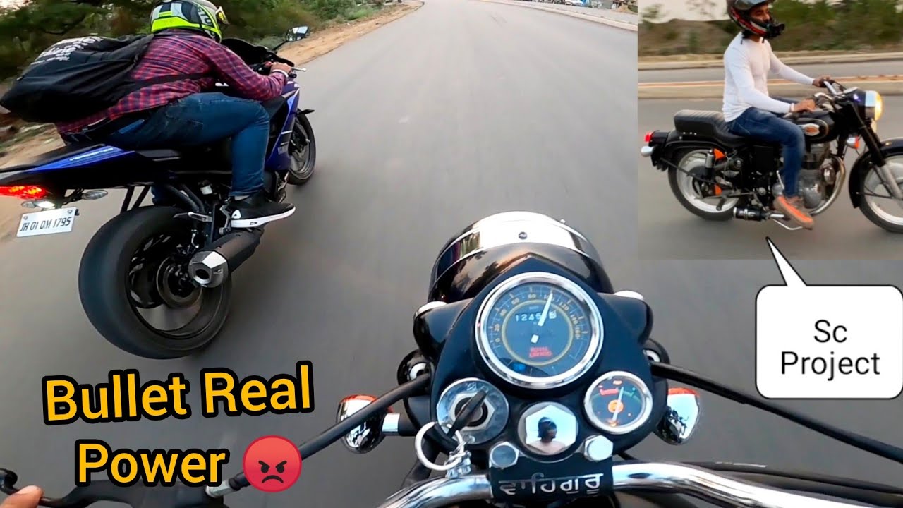 Angry Bullet 350 With Sc Project Exhaust vs R15 v3 || Power test