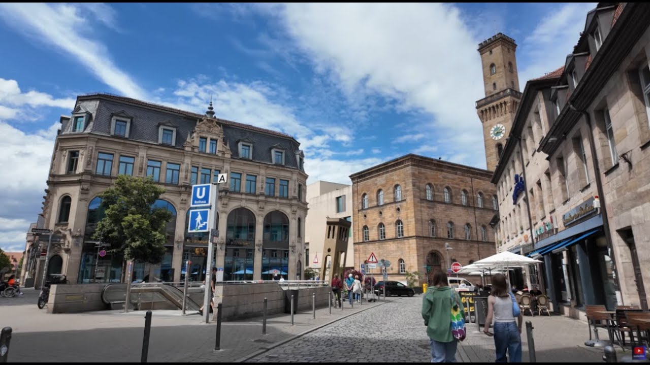 F&uuml;rth im Sommer 4k walk - Innenstadt, Gustavstra&szlig;e, Gr&uuml;ne Nacht, Klassik Open Air