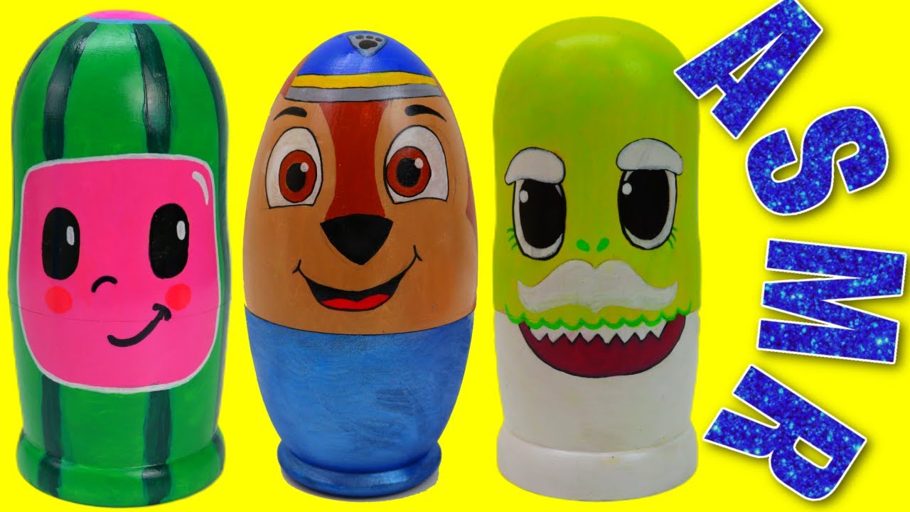 No Talking ASMR Unboxing Baby Shark Nesting Dolls Review Compilation ❤️#asmr #babyshark #pawpatrol