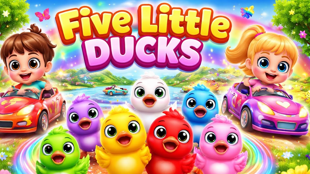 Five Little Ducks 🦆 | 3D Animated Nursery Rhyme for Kids | Counting Song for Children