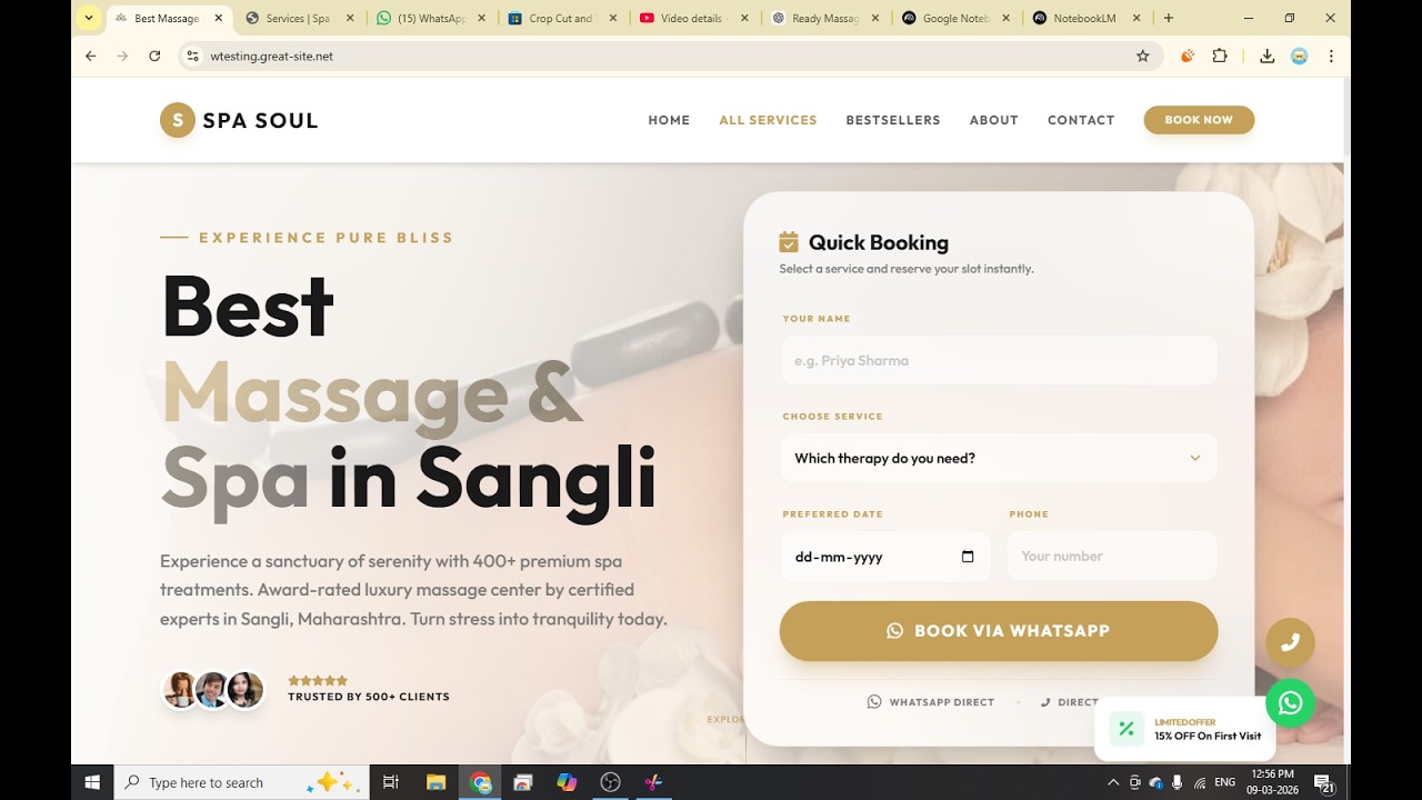 फक्त ₹5000 मध्ये Ready Massage Website 😱 | 590+ Services + Admin Panel | Online Customer मिळवा