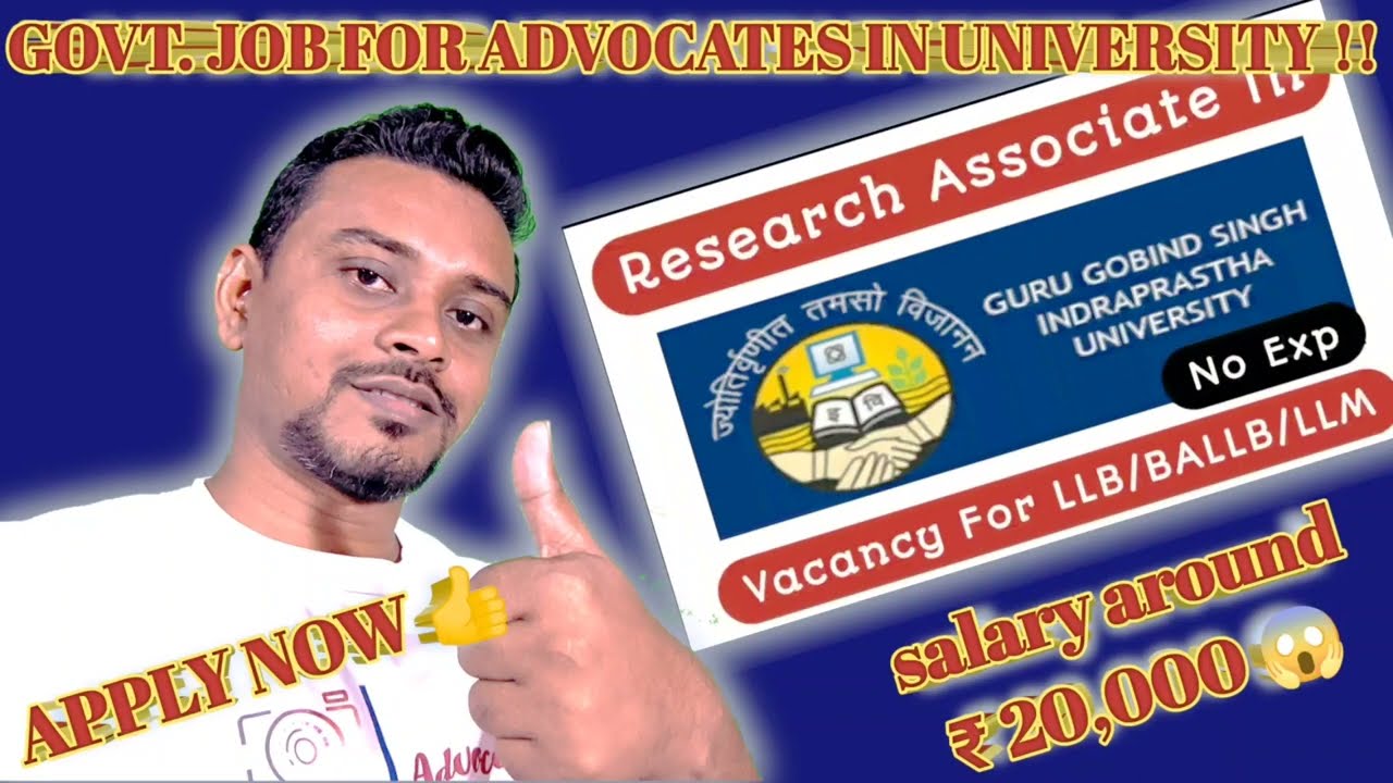 Government jobs for law graduates 2022 | jobs for law graduates freshers | Research associate job