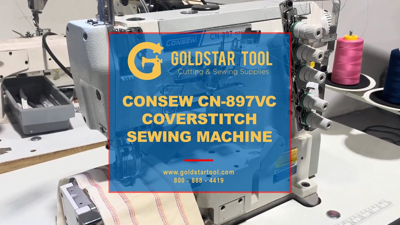 Product Showcase - Consew CN-897VC Coverstitch Sewing Machine - Goldstartool.com - 800-868-4419