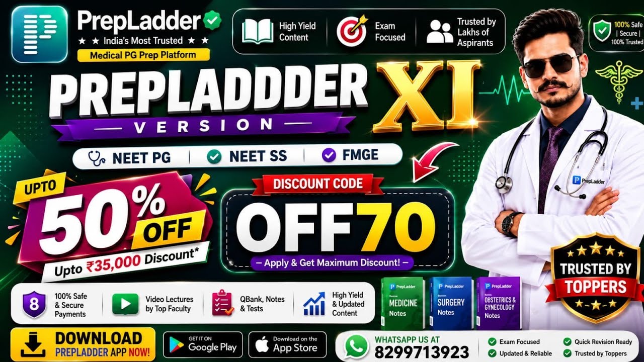 PrepLadder Coupon Code 2025 and 2026 | OFF70 | Get Upto 50% OFF + ₹35,000 Discount | NEET PG 2026