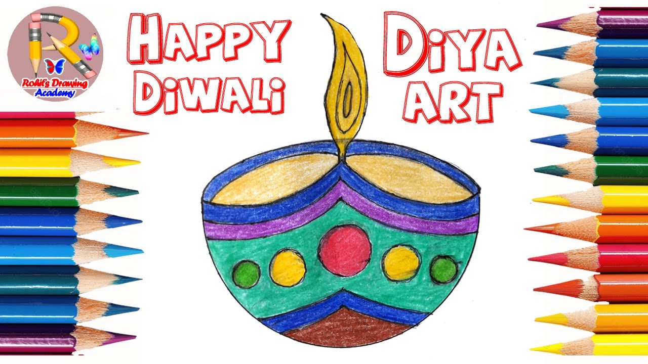 How to draw Diya step by step | Diwali Festival drawing for kids | Diya Drawing | Diwali drawing |