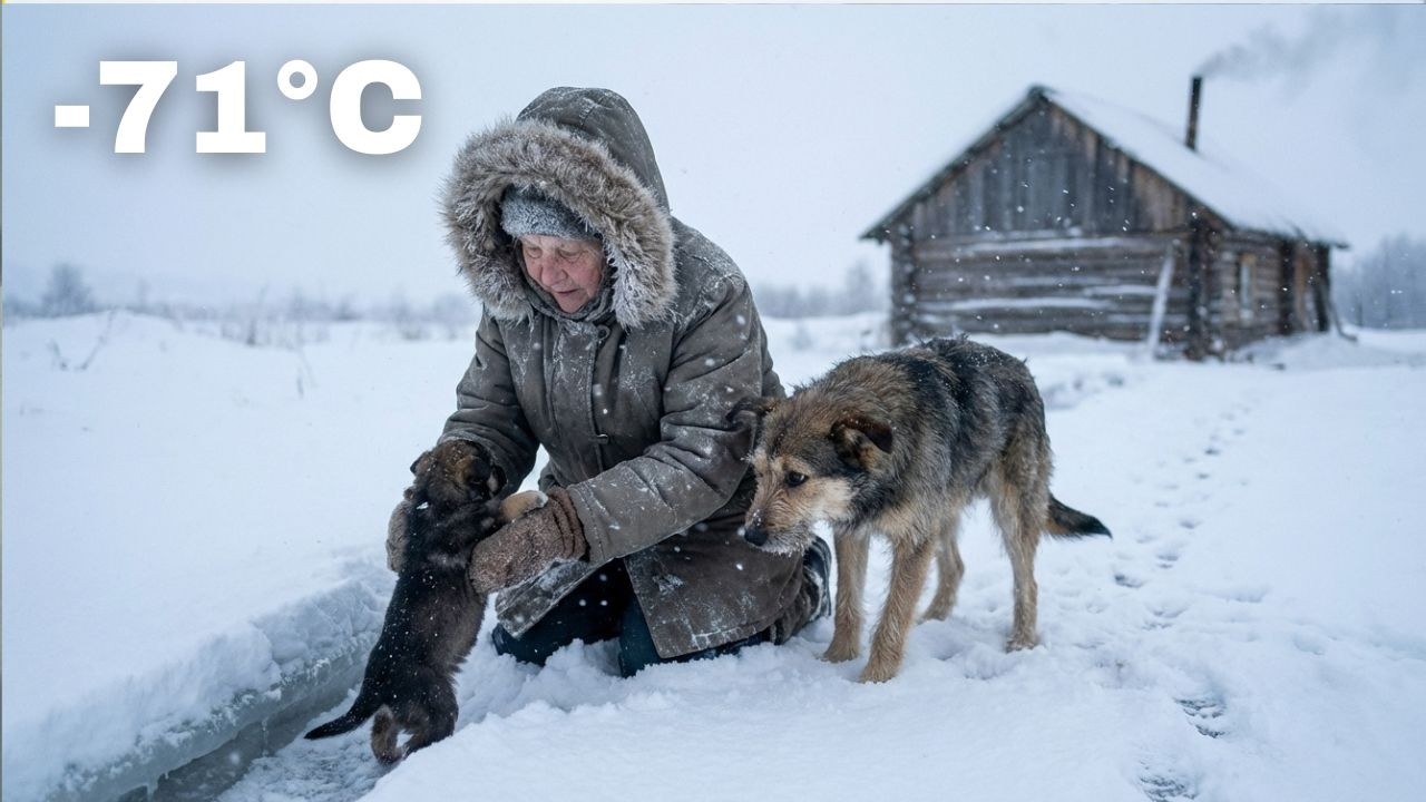 -71°C Blizzard Survival | A Granny’s Brave Rescue of Three Freezing Puppies