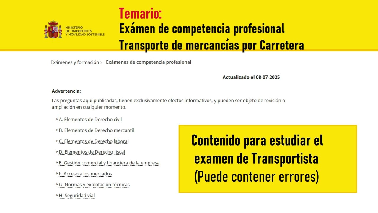COMPETENCIA PROFESIONAL TRANSPORTE DE MERCANCÍAS – Curso Completo en Audio para Aprobar el Examen