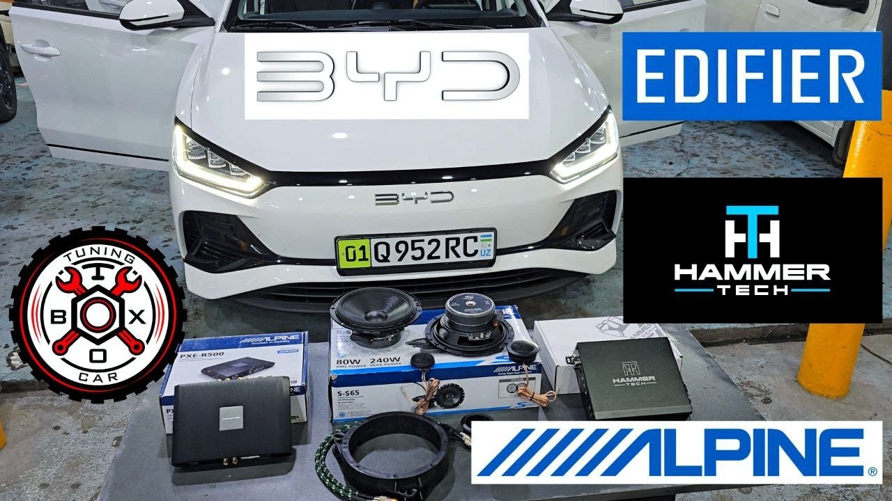 BYD E2: ALPINE Protsessor va Dinamiklar, HAMMER TECH Usilitel, EDIFIER Sabvufer To'liq Akustika