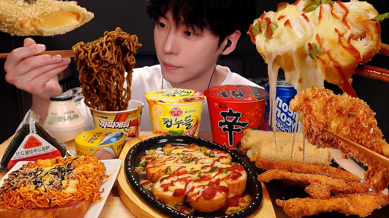 ASMR MUKBANG | 편의점 직접 만든 불닭볶음면 양념치킨 김밥 디저트 먹방 & 레시피 FRIED CHICKEN AND Tteokbokki EATING