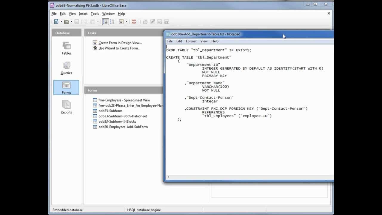 LibreOffice Base (38) Normalizing Part 2