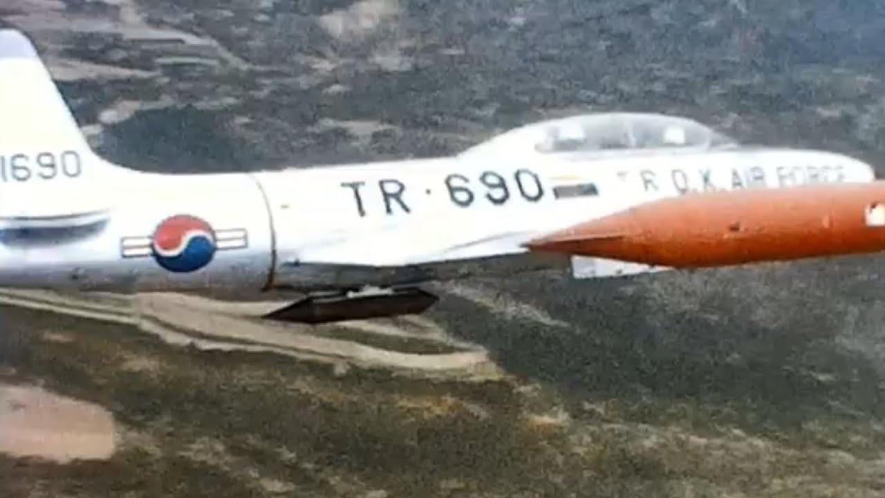 Korean Air Force ROK Jets & Inflight Footage in 1965 - F-86D Sabre, Northrop F-5, Republic F-84