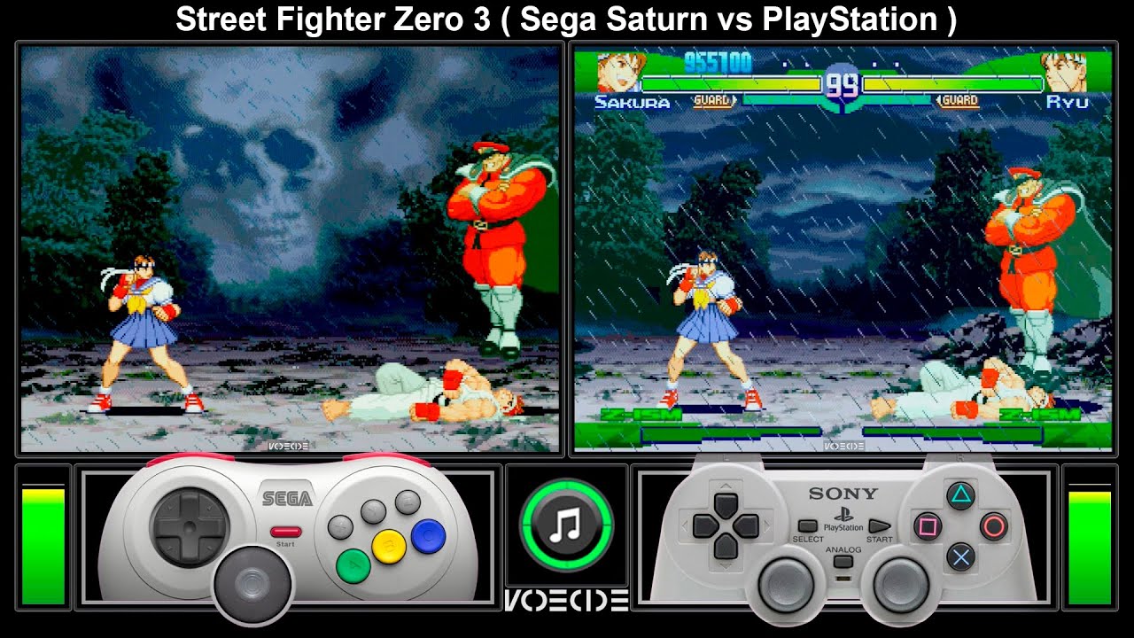 Street Fighter Zero 3 (Sega Saturn vs PlayStation) Gameplay Comparison