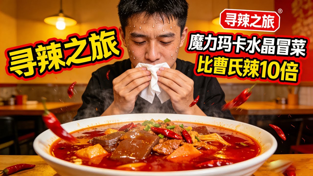 寻辣之旅！挑战魔力玛卡水晶冒菜，比曹氏辣10倍吃到全程暴汗【辣王刘泳杰】