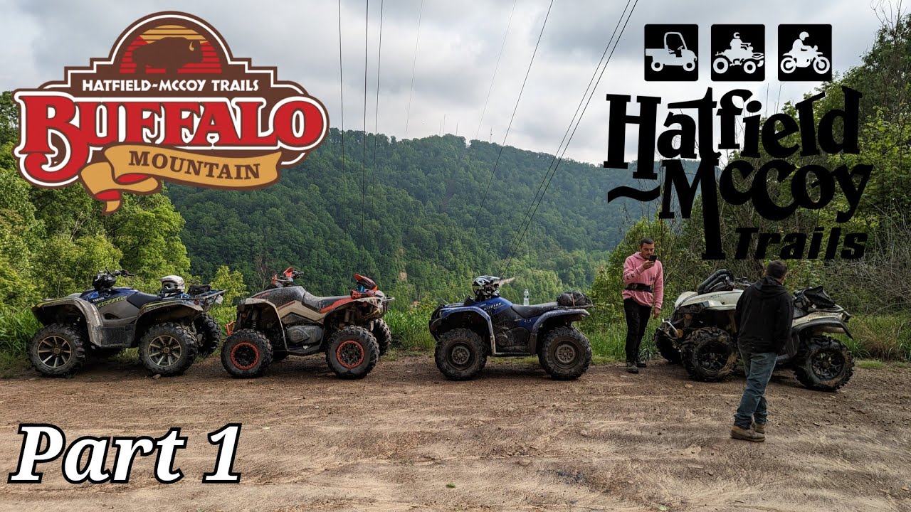 Yamaha and Canam atv's ride Hatfield Mccoy Buffalo Mountain trails  Part 1 of 2 -more carnage!