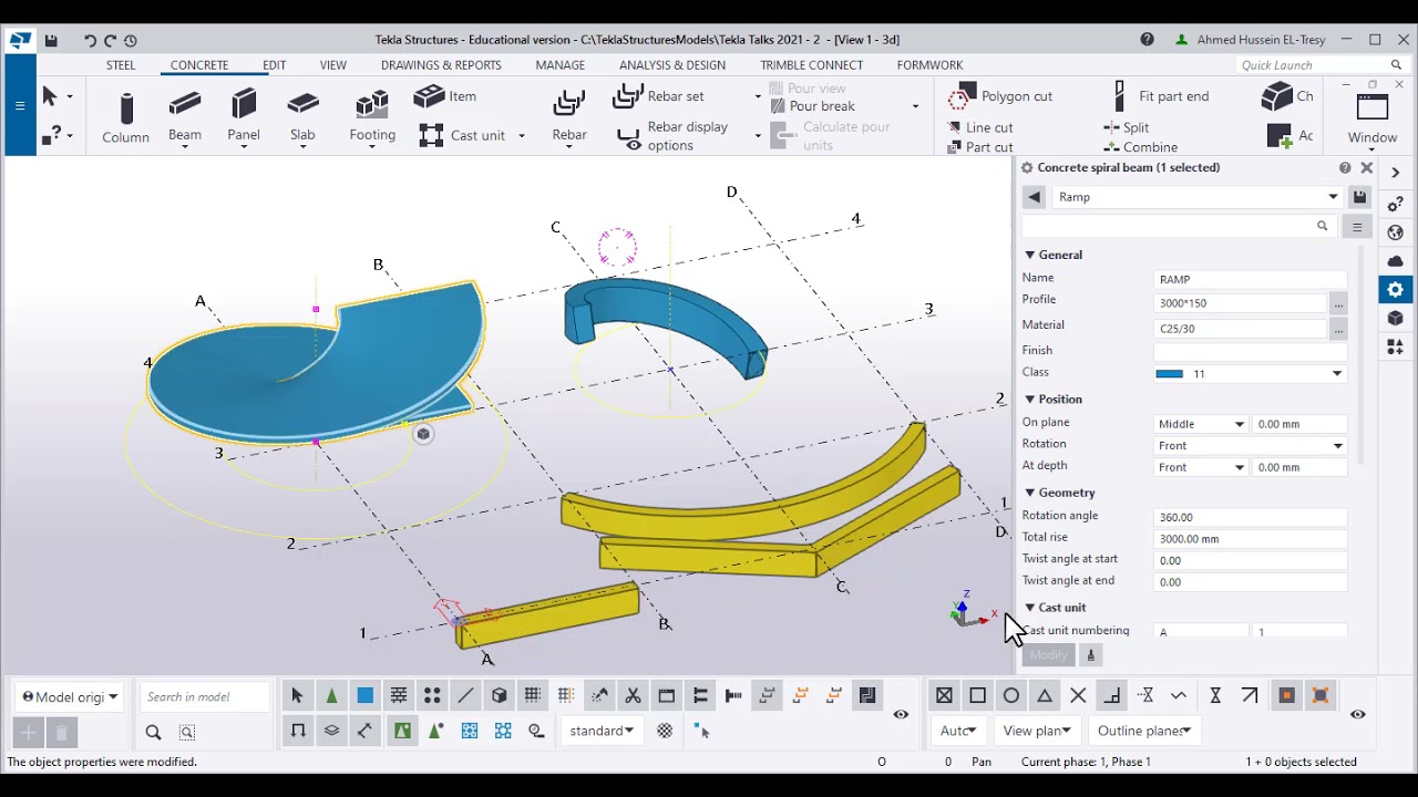 Learn Tekla Structures 2020 - Silent Tutorials - 03 Beams