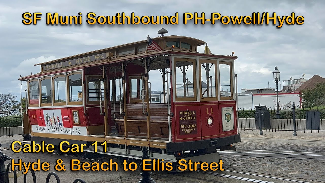 SF Muni Market Street Railway Cable Car 11 Southbound PH-Powell/Hyde Line to Ellis Street 4K60