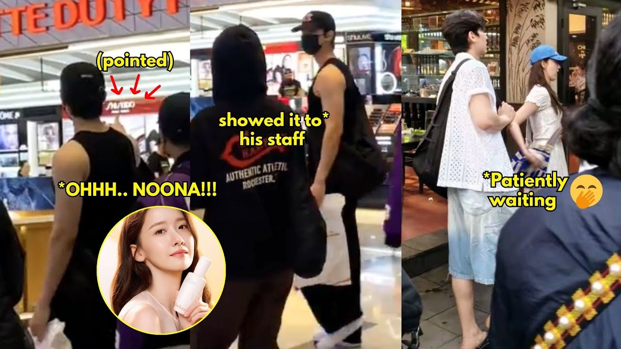 Chaemin suddenly noticed and pointed to YoonA's Sulwhasoo ads at Lotte Duty Free in the airport😁