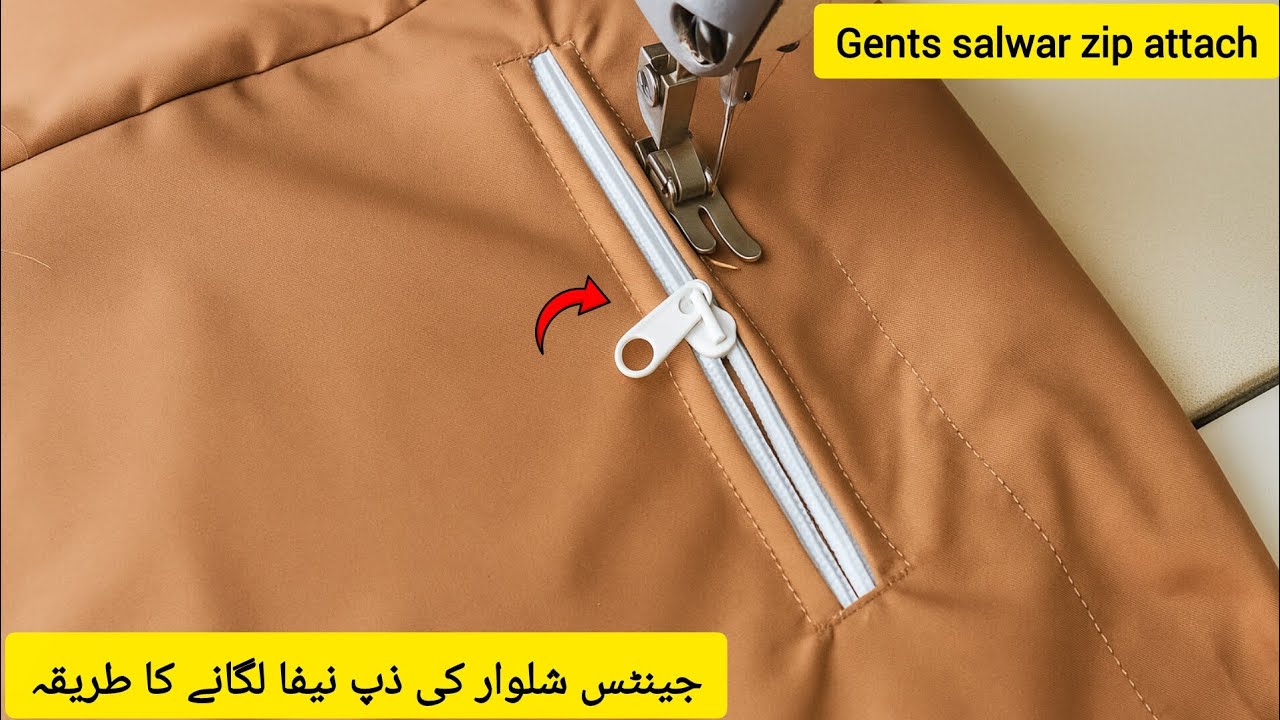 Gent’s Shalwar Zip Nifa Stitching | Easy Zipper Sewing Method for Beginners#zip lgany ka Asaan treka