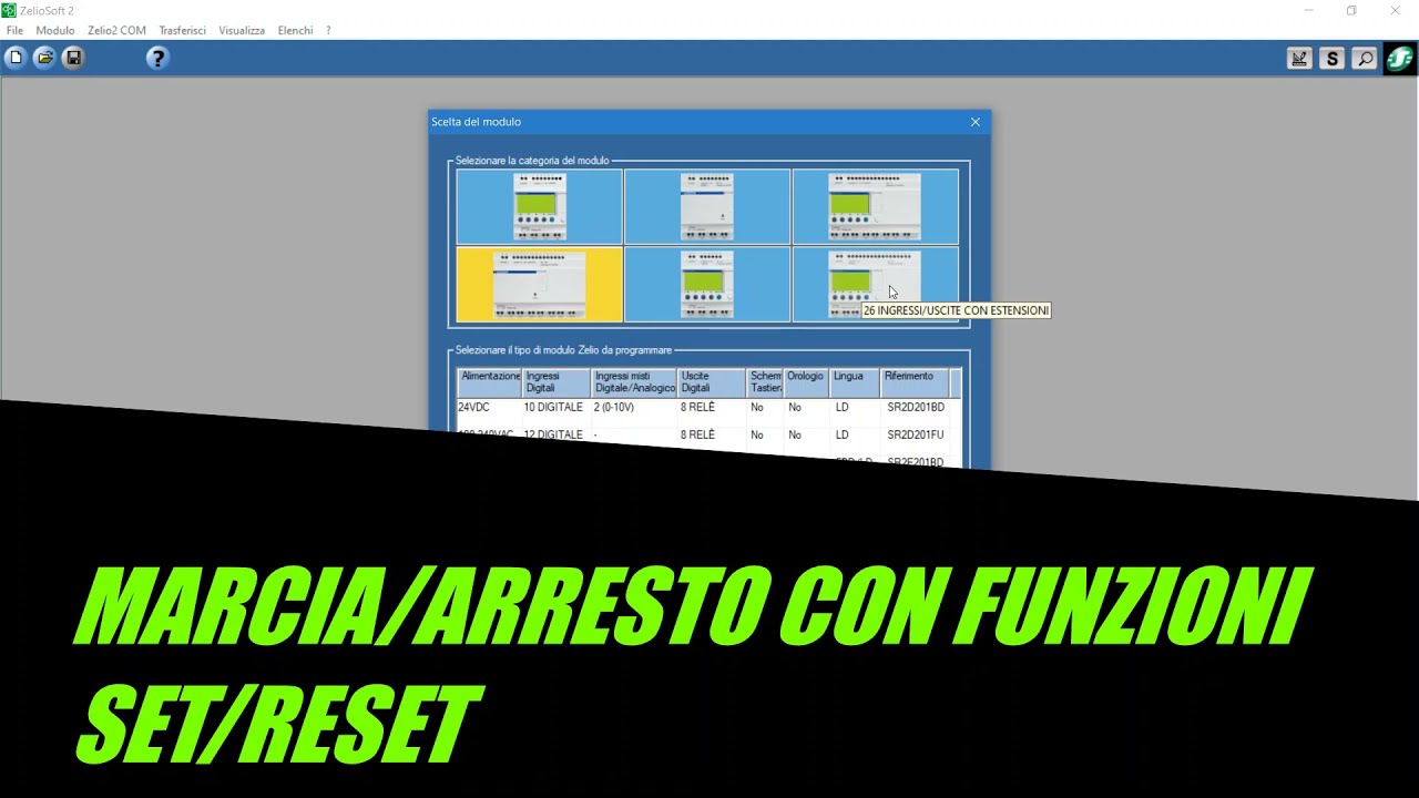 L2 - ZELIOSOFT2 - MARCIA/ARRESTO CON FUNZIONI SET/RESET