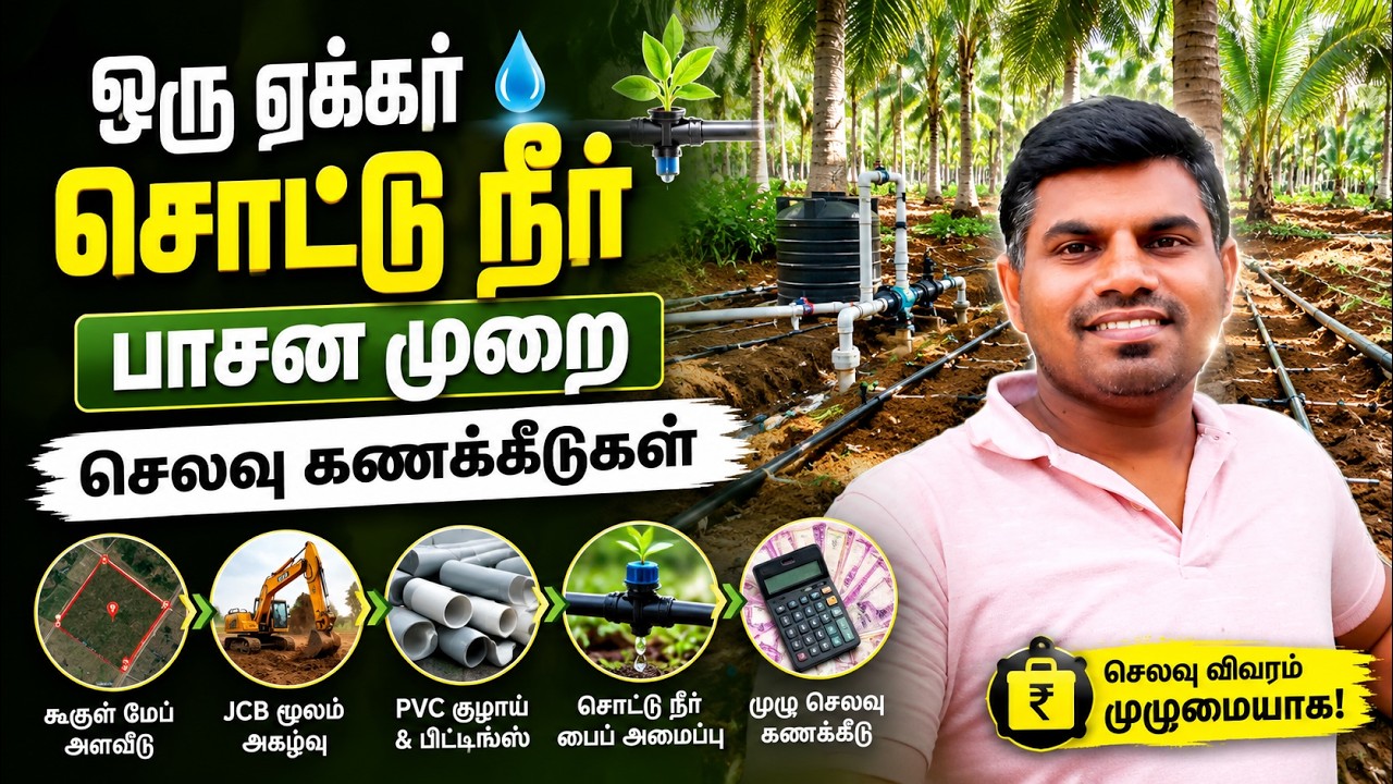 ஒரு ஏக்கர் சொட்டு நீர் பாசன முறை செலவு கணக்கீடுகள் | Tamil Agropreneur