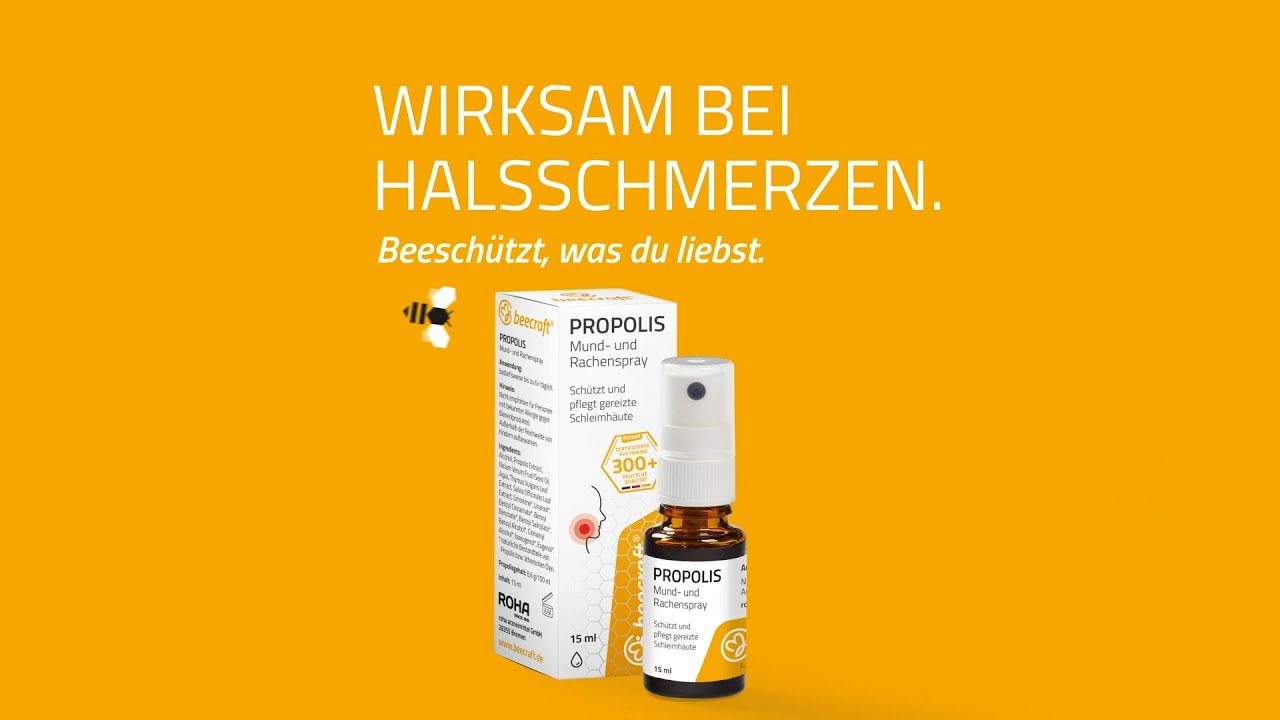 Wirksam bei Halsschmerzen | beecraft Propolis Mund- und Rachenspray