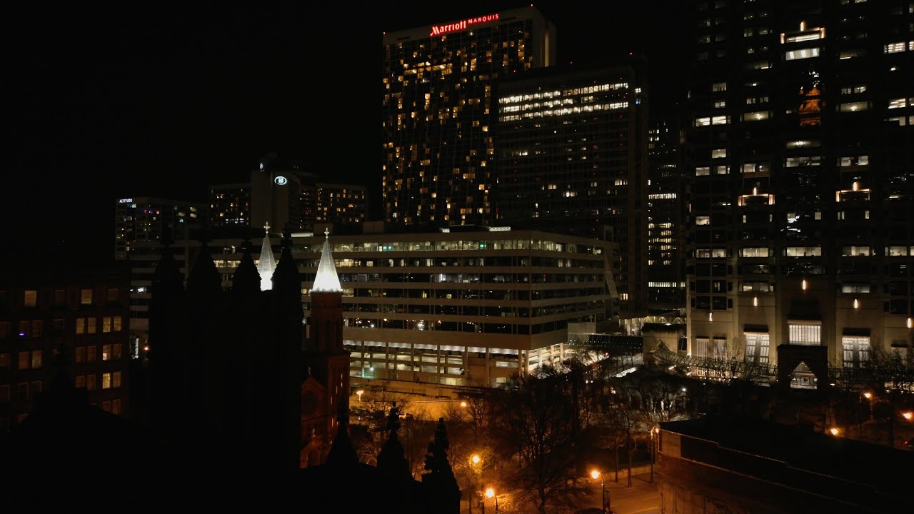 Downtown Atlanta Night Skyline - 8K Drone Tour