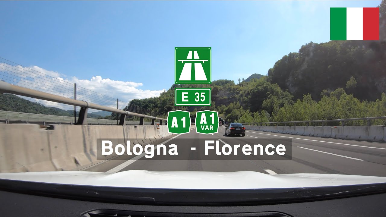 Driving in Italy: Autostrada del Sole A1 VAR E35 from Bologna (South) to Florence (North, Barberino)