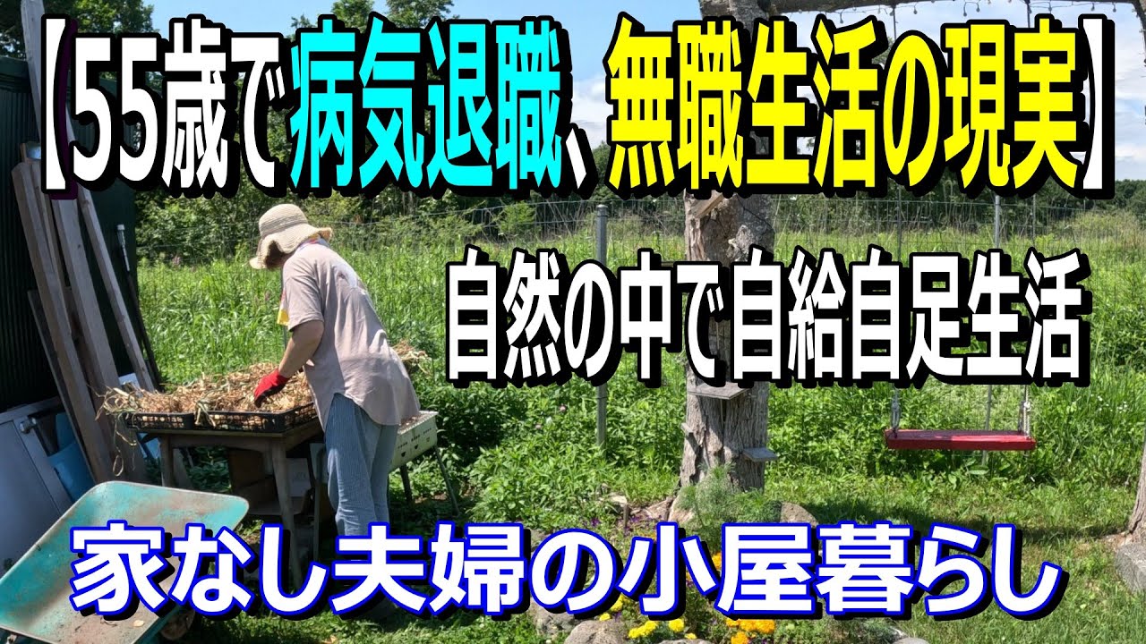 【55歳で早期退職、無職の生活リアル】自然の中での小屋暮らし生活の現実！猛暑で・・、家なし夫婦の小屋暮らし、優貴プロジェクト