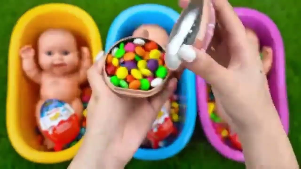 12 Minutes Satisfying with Full of 3 Rainbow BathTubs Candy with M&M's & Magic Slime Cutting Video🌈