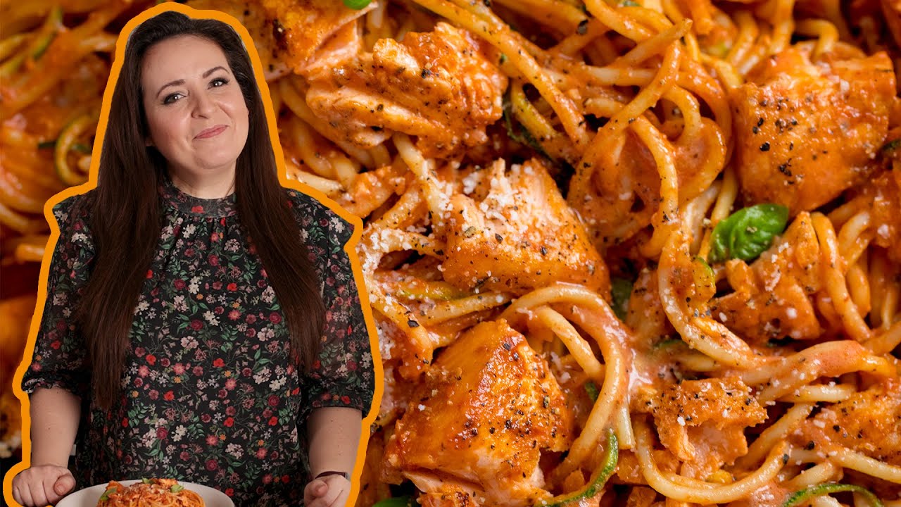 Creamy Tomato Salmon Spaghetti | Ready in 20 mins!