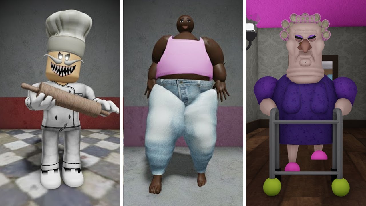 RUN FROM PAPA PIZZA,RUN FROM LOVELY PEACHES,GRUMPY GRAN ROBLOX (OBBY)