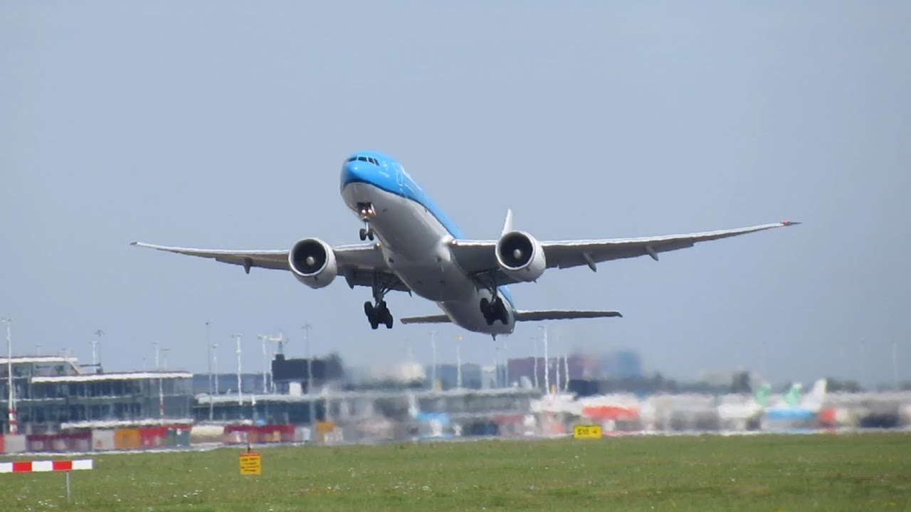 3+ minutes of big KLM planes taking off | Amsterdam Plane Spotting