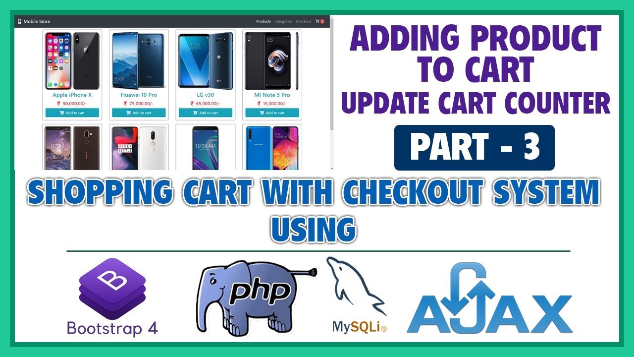 #3 Shopping Cart With Checkout System Using Bootstrap 4, PHP, MySQLi & Ajax | Adding Product to Cart