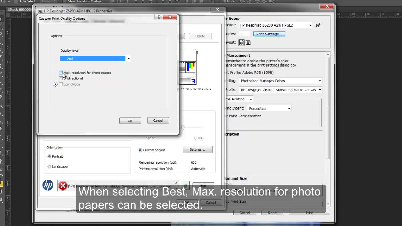 HP Z6200 - Printing through Photoshop - PC
