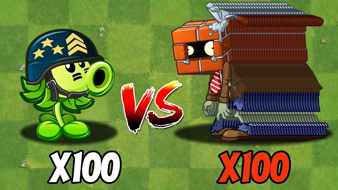PVZ 2 Challenge - 100 Plants Vs 100 Brickhead Zombies Level 3 - Who Will Win?