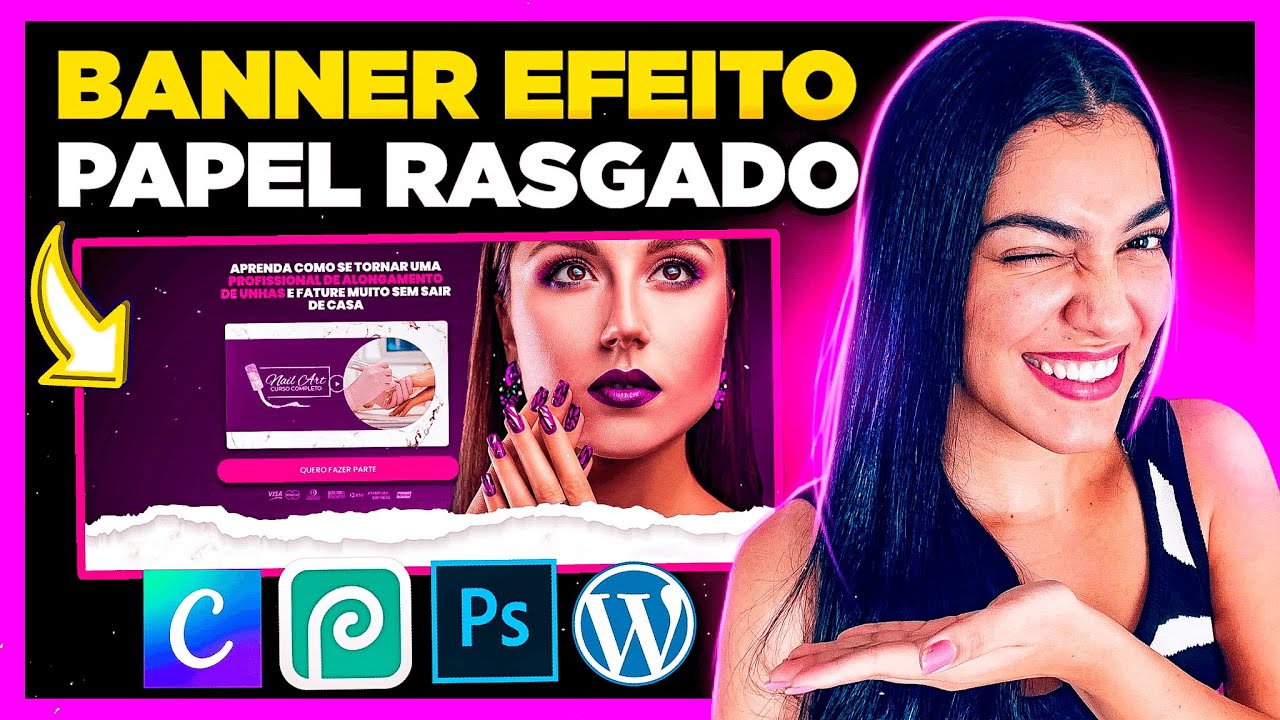 Como Fazer Banner com Efeito PAPEL RASGADO no Canva, Photoshop/Photopea [Passo a Passo]