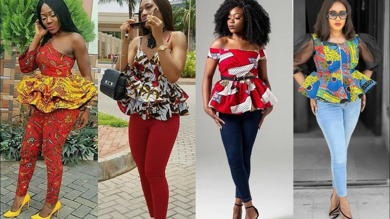 🆕️TRES BELLE TENUE AFRICAINE HAUT CHEMISIER PÉPLUM EN WAX PAGNE 2023 ANKARA BLOUSE TOPS CASUAL DRESS