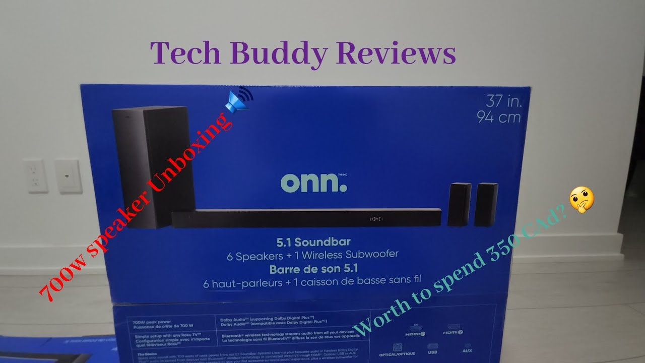 Onn 5.1, 37 inch soundbar with 6 speakers and 1 wireless subwoofer Unboxing. 700w speaker 🤯