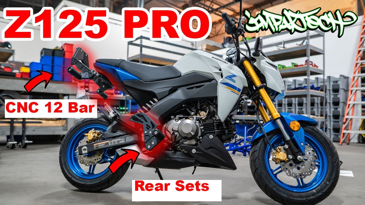 2022 Kawasaki Z125 Impaktech 12 Bar/Subcage and Rear Set Review/Install *STUNT READY Z125*