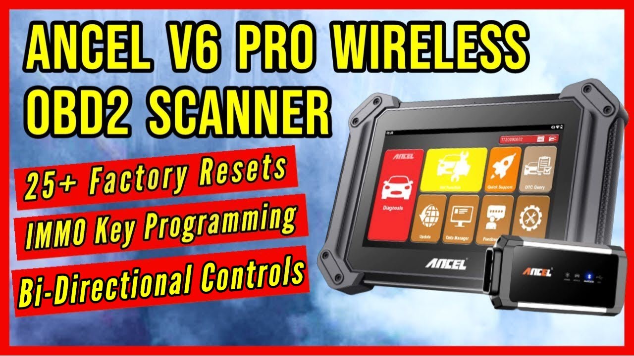 Ancel V6 Pro Plus OBD2 Scanner - Full System Scanner, IMMO, Bidirectional Controls, & 25 Resets