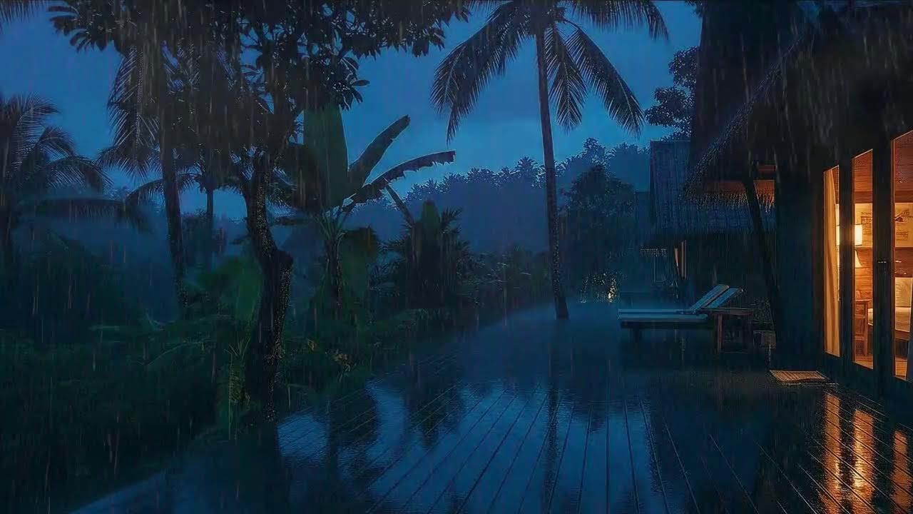 Sleep in Minutes with Calm Rainforest Rain at Cabin Terrace and Soft Storm Rumble to Calm Mind 🌧️