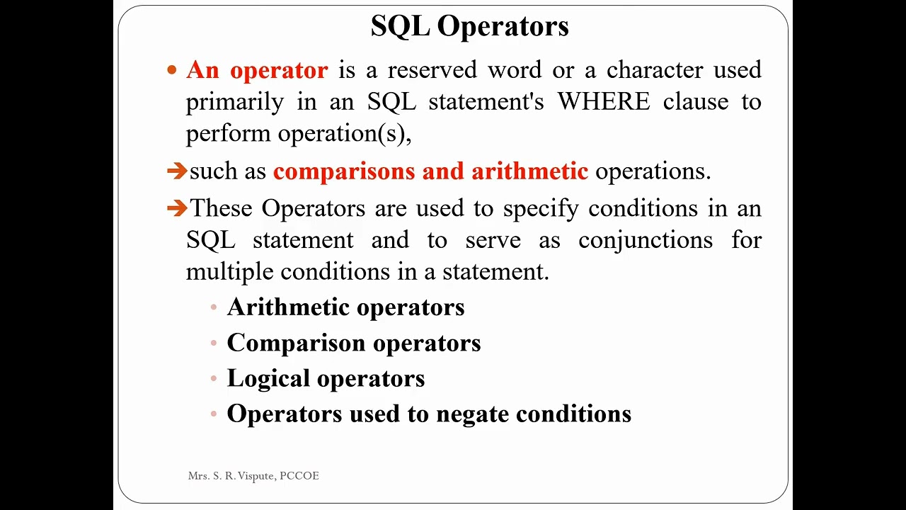 SQL Course Lecture 4  SQL Syntax Rules and Operators Revised