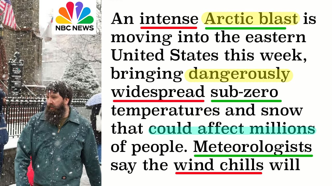 Learn English From The News - Arctic Blast Brings Blizzard-Like Storms to East USA (Beginner, B1)