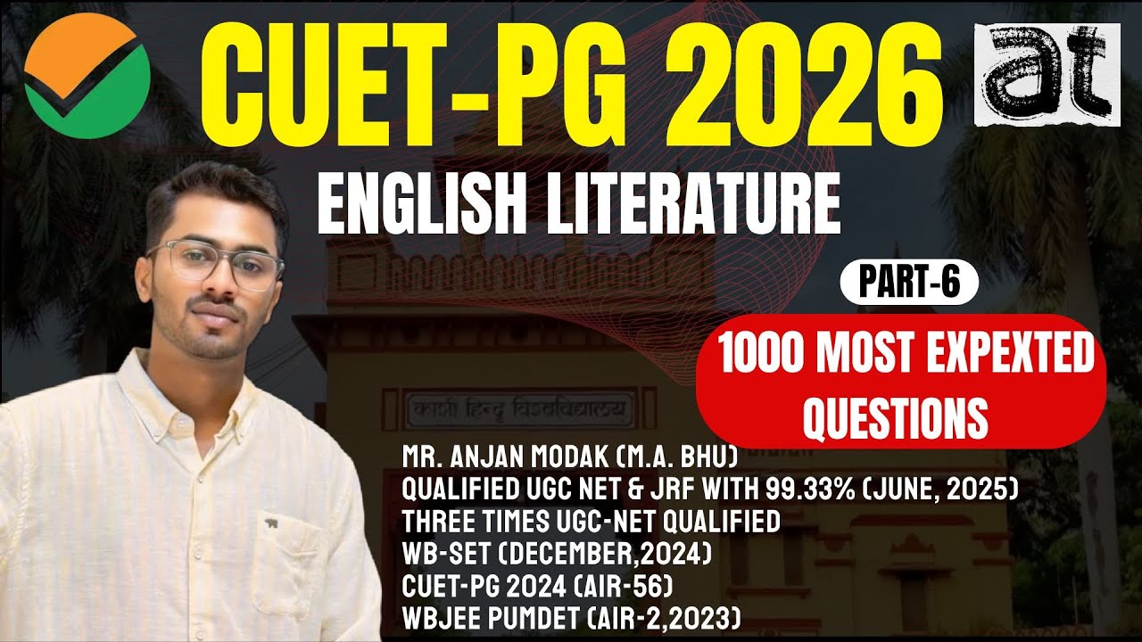 1000 Most Important Questions for CUET-PG 2026 | English Literature|Part-6