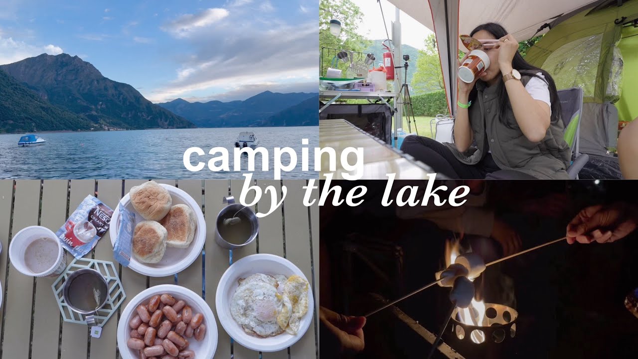 family camping by the lake in Italy 🇮🇹 setting up and meal ideas