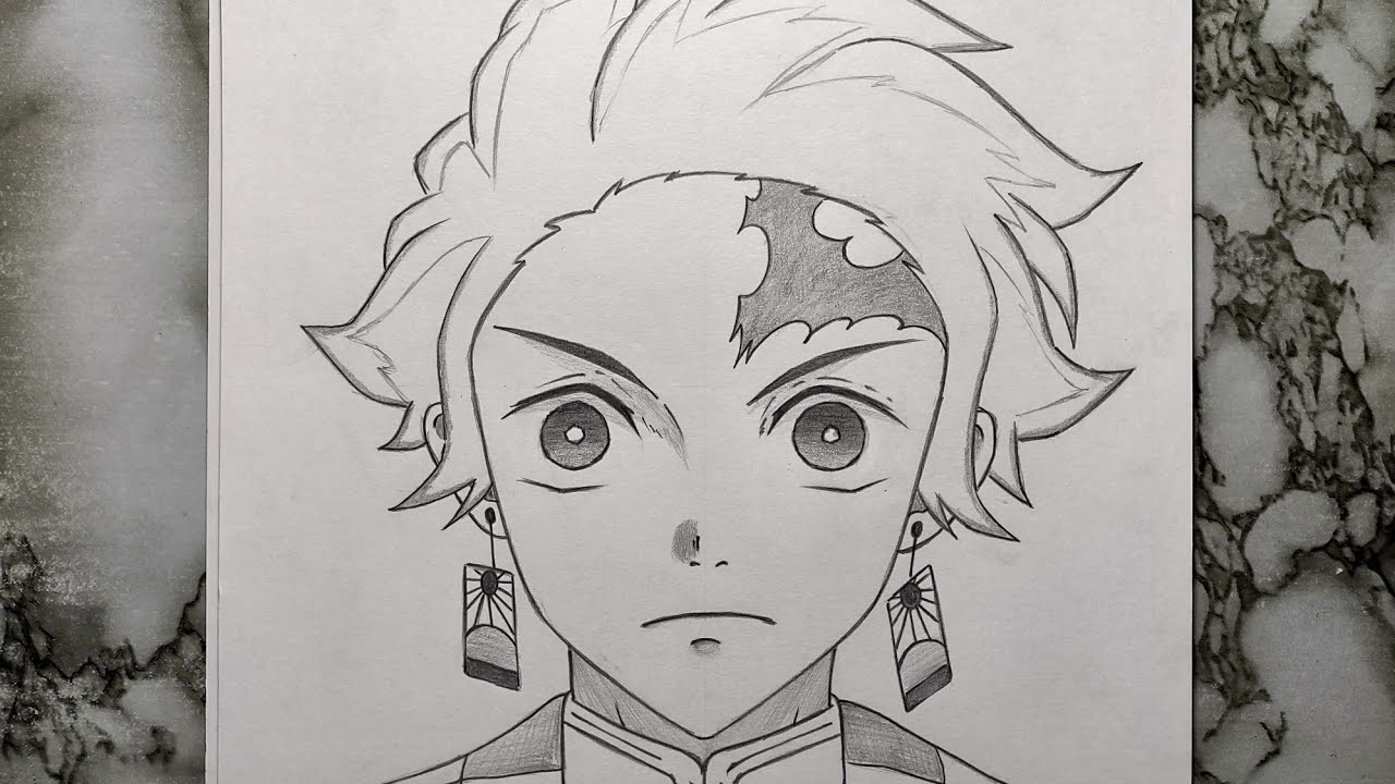 تعلم رسم تانجيرو من انمي قاتل الشياطين - خطوة بخطوة للمبتدئين | رسم انمي قاتل الشياطين تانجيرو