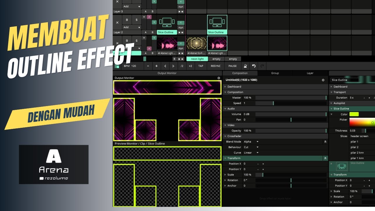 Cara Membuat Slice Outline Sederhana ||Resolume Tutorial