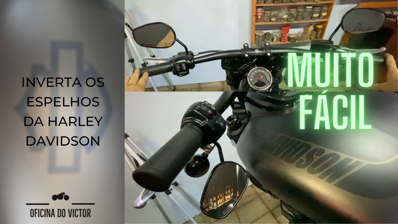 Espelhos para baixo na sua Harley Davidson. Muito Fácil - Oficina do Victor