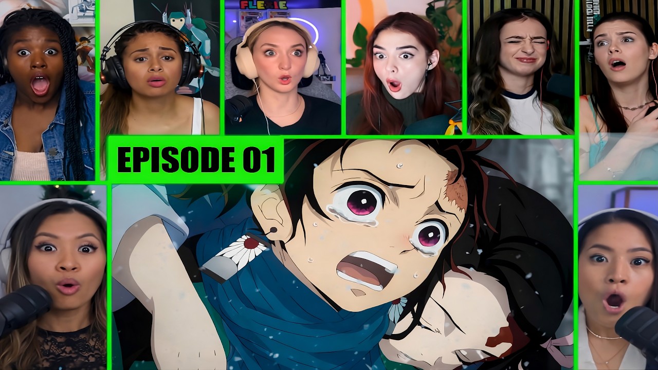 [EPIC GIRLS REACT] TANJIRO’S FAMILY TRAGEDY | DEMON SLAYER SEASON 1 EPISODE 1 REACTION MASHUP