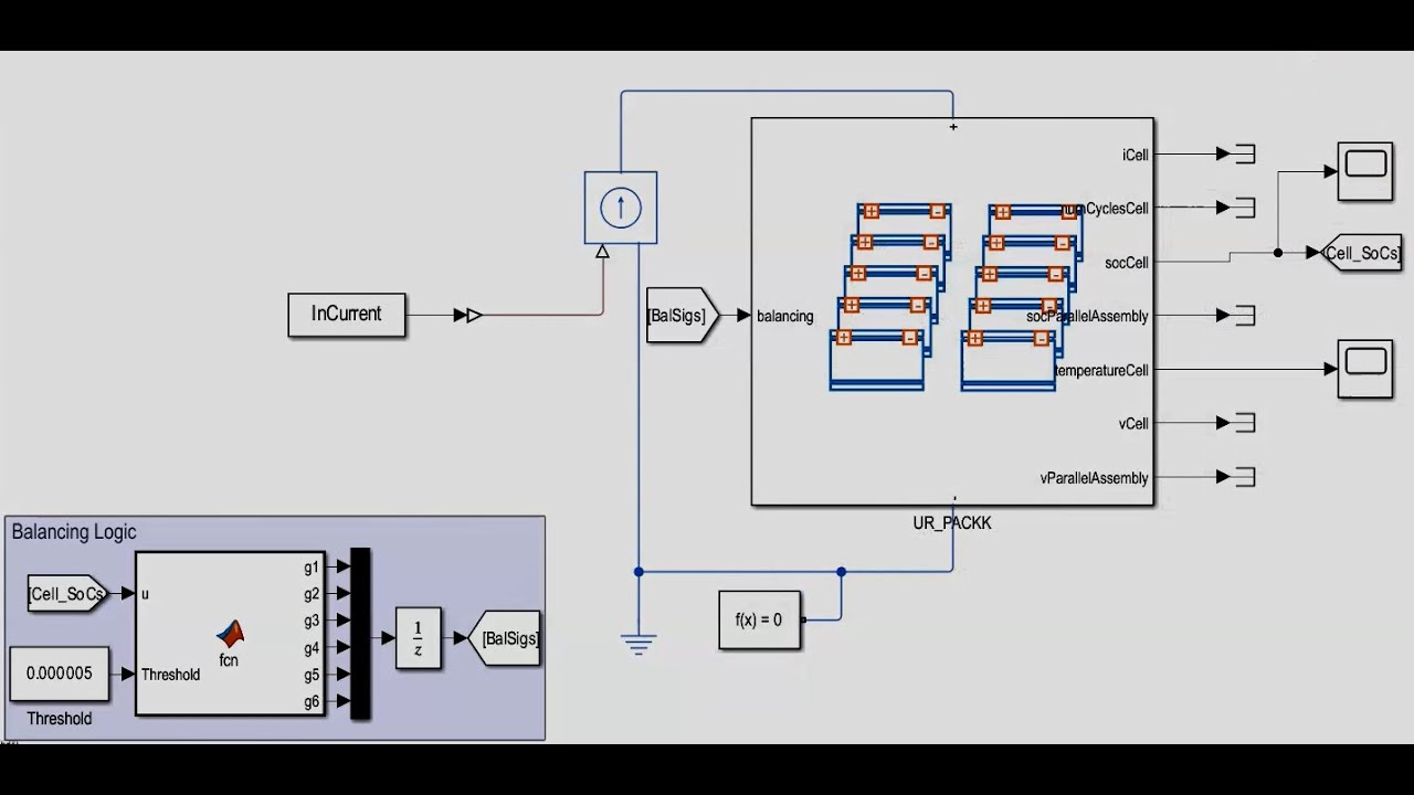 MATLAB/SIMULINK 6-cell battery model and passive balancing